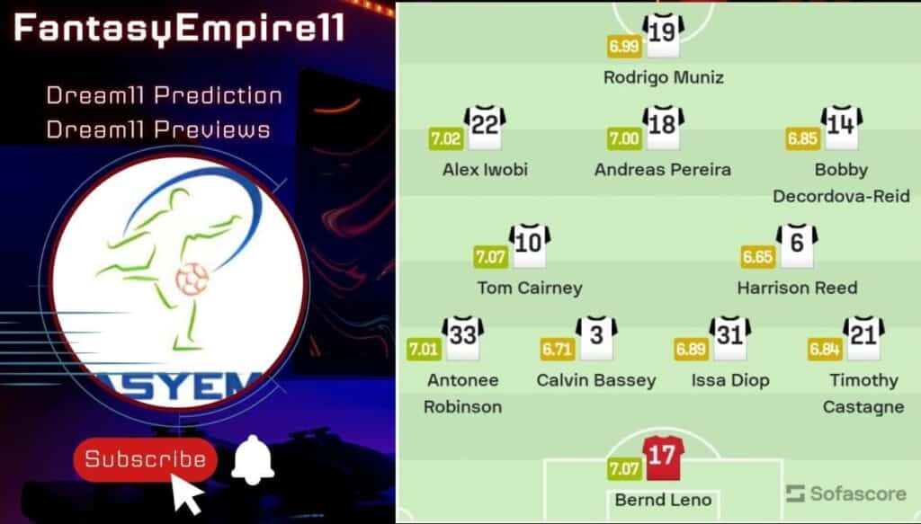 MUN VS FUL Dream11 Team Prediction Football Match| Premier League Match